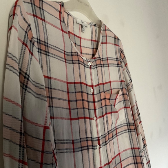 Joie Plaid Silk Blouse Size M - Picture 2 of 5